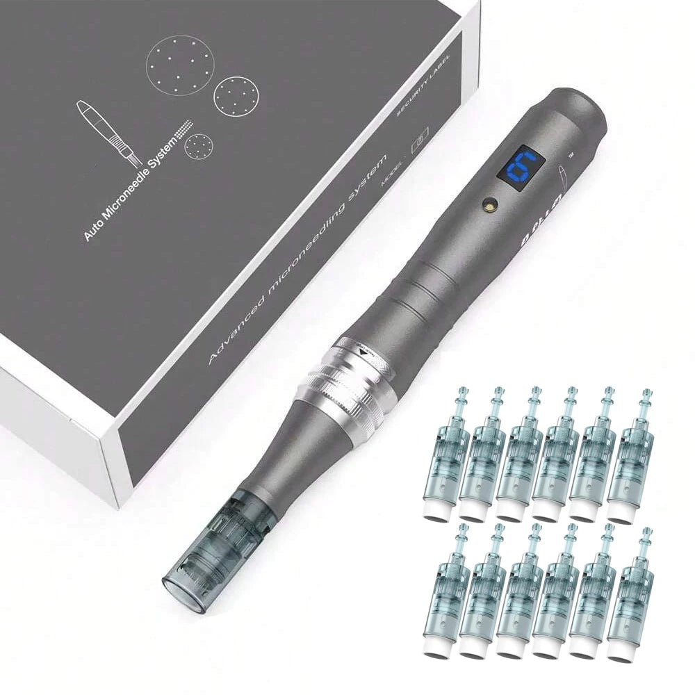 Kit Dr. Pen M8 microneedling anti-âge pour femme active, boîte avec stylo et cartouches